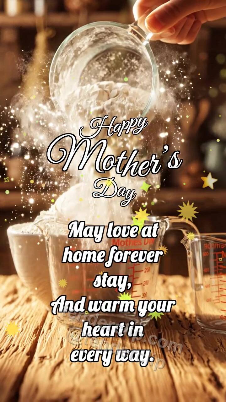 Animated greeting card about Happy Mother’s Day: Measuring Cup Guards Flour