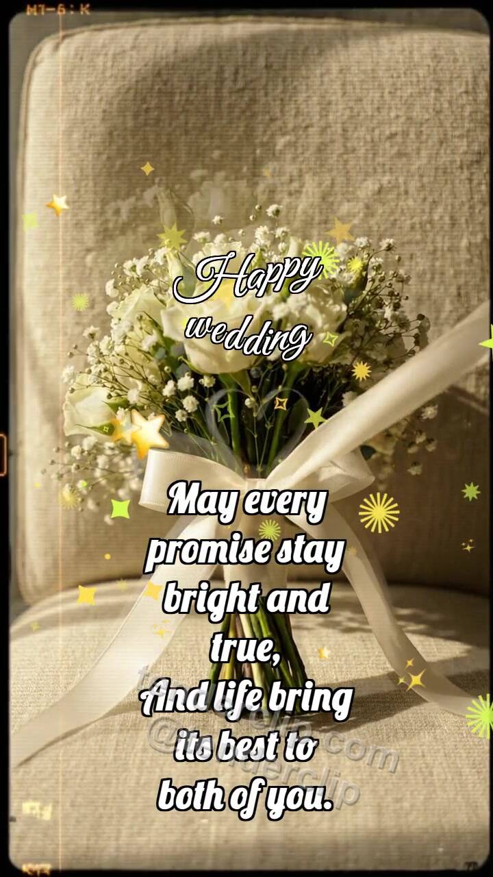 Animated greeting card about Happy wedding: Bouquet Ties Ribbon