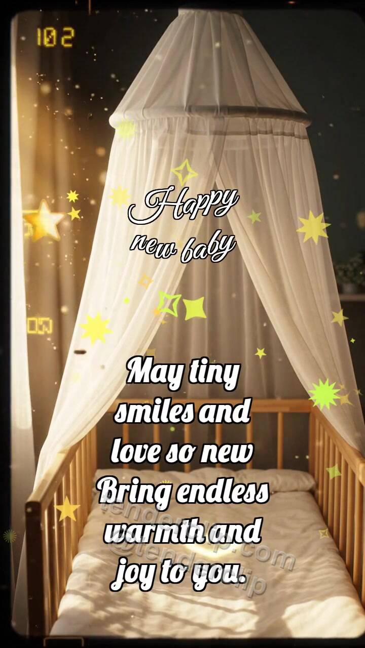 Animated greeting card about Happy new baby: Canopy Rocks Ray
