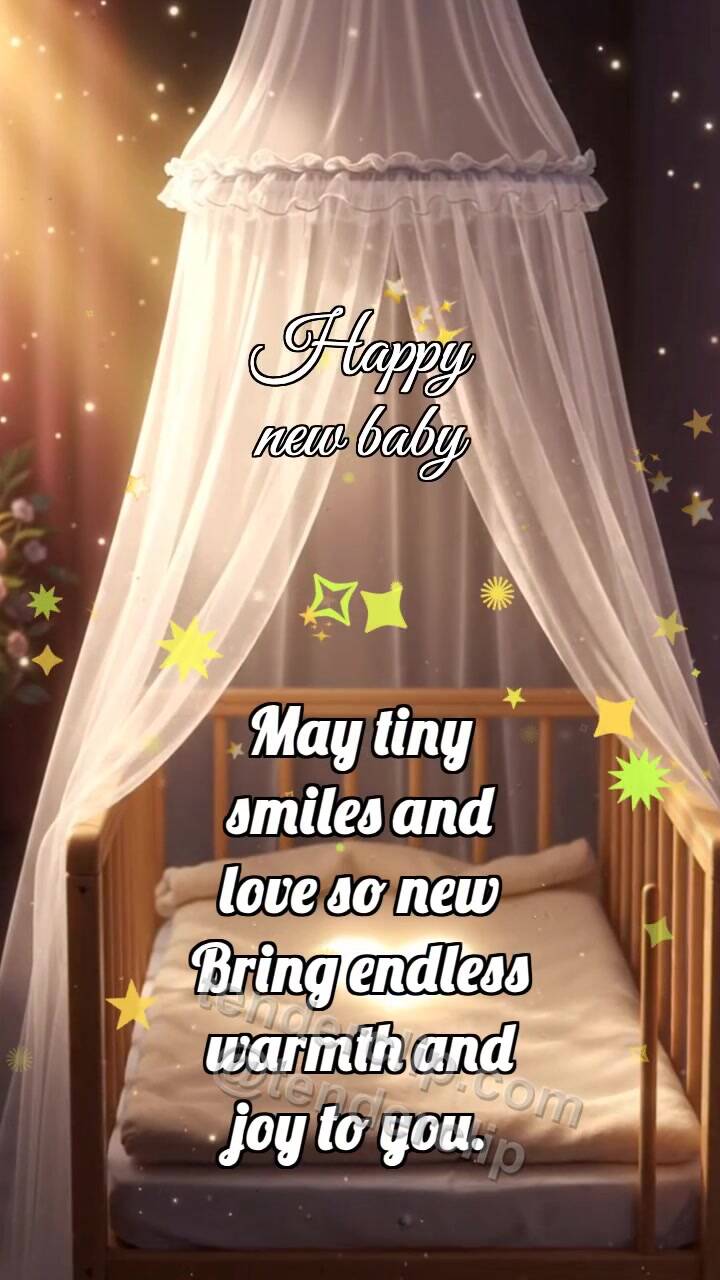 Animated greeting card about Happy new baby: Canopy Rocks Ray