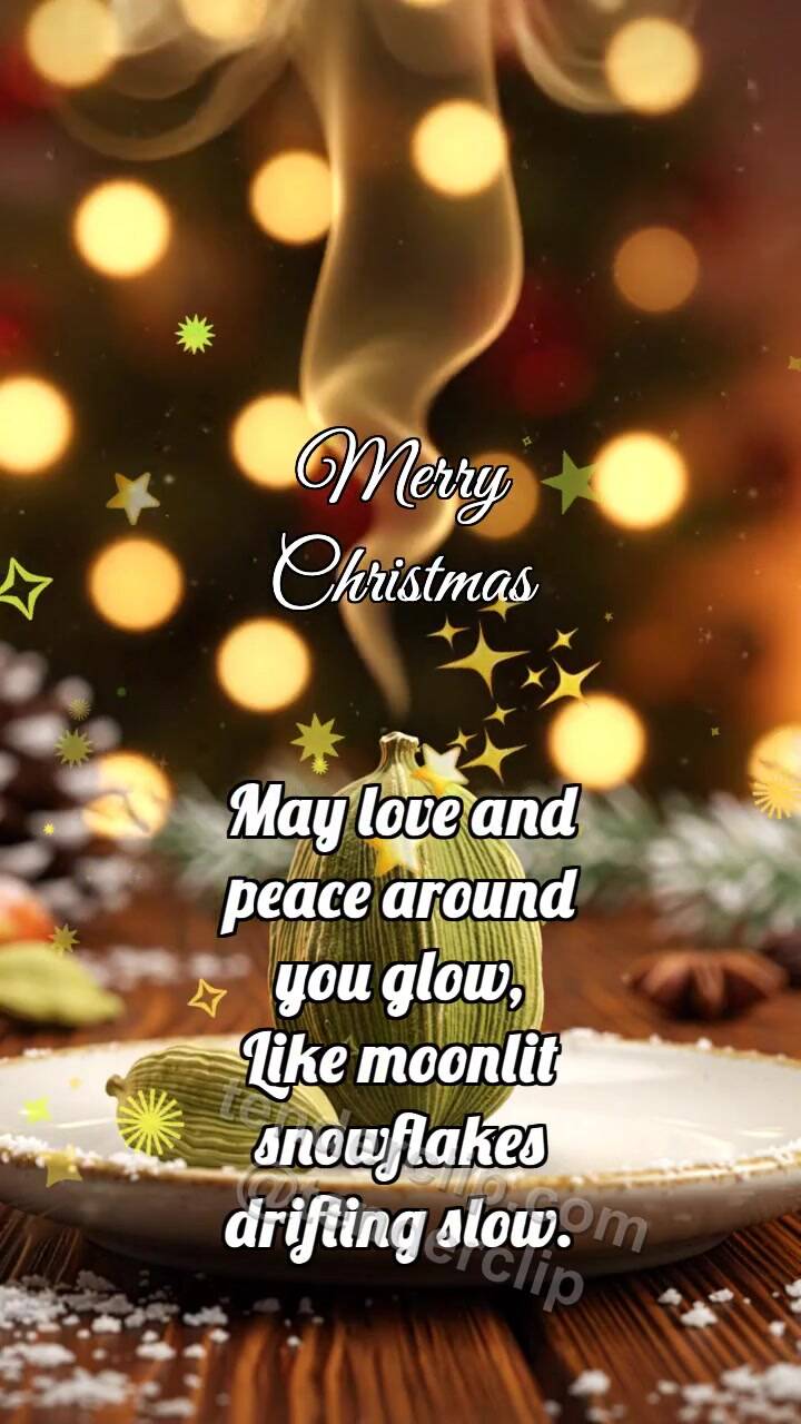 Animated greeting card about Merry Christmas: Cardamom Opens Aroma