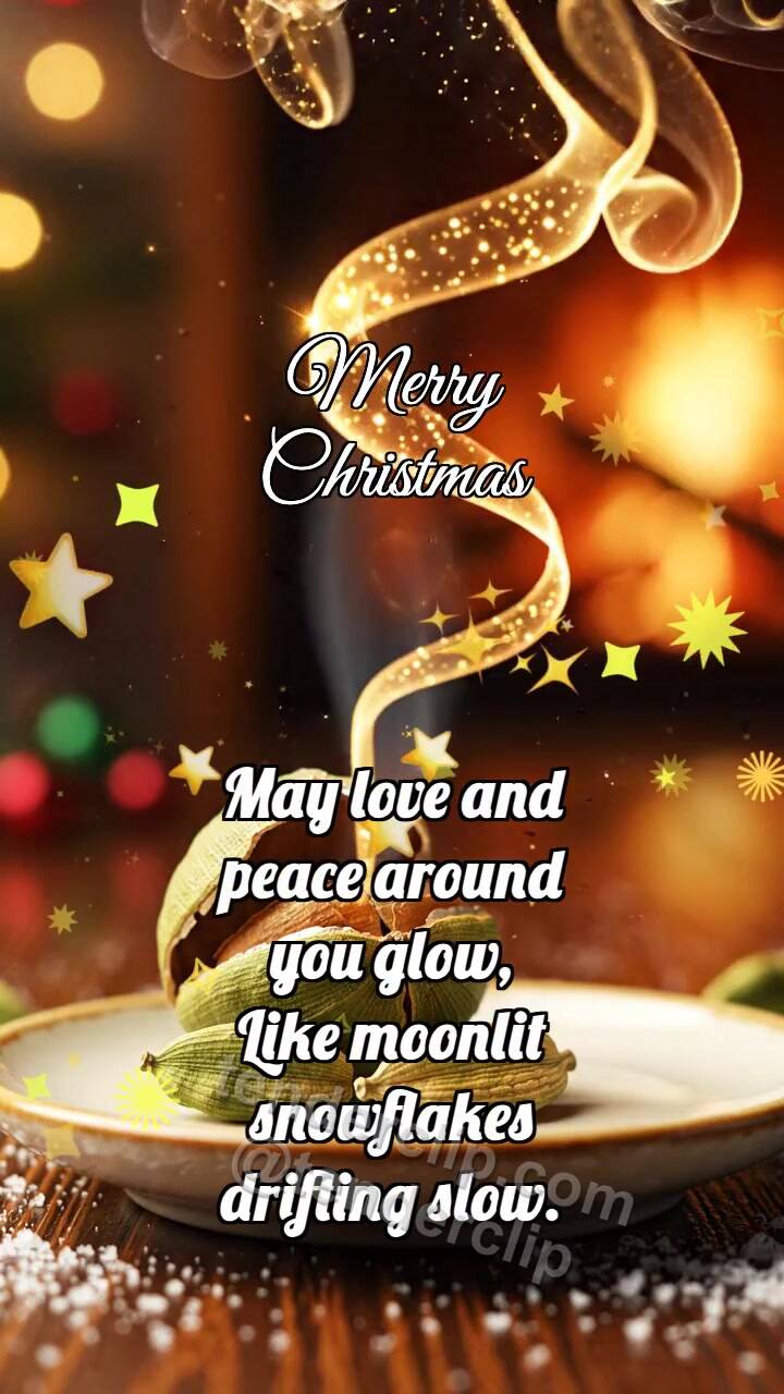 Animated greeting card about Merry Christmas: Cardamom Opens Aroma