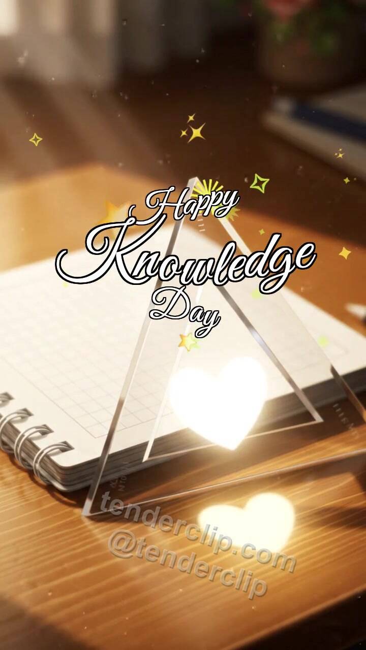 Animated greeting card about Happy Knowledge Day: Triangle Catches Ray