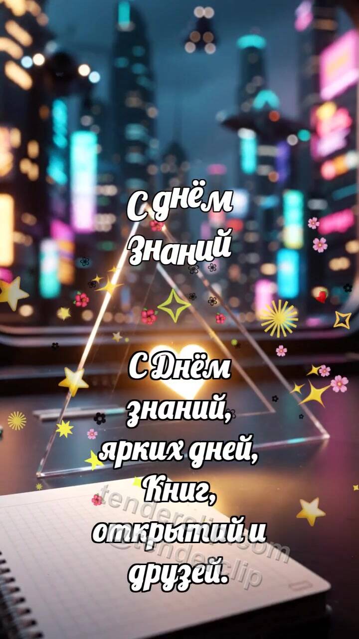Анимационная открытка на тему С днём знаний: Треугольник ловит луч