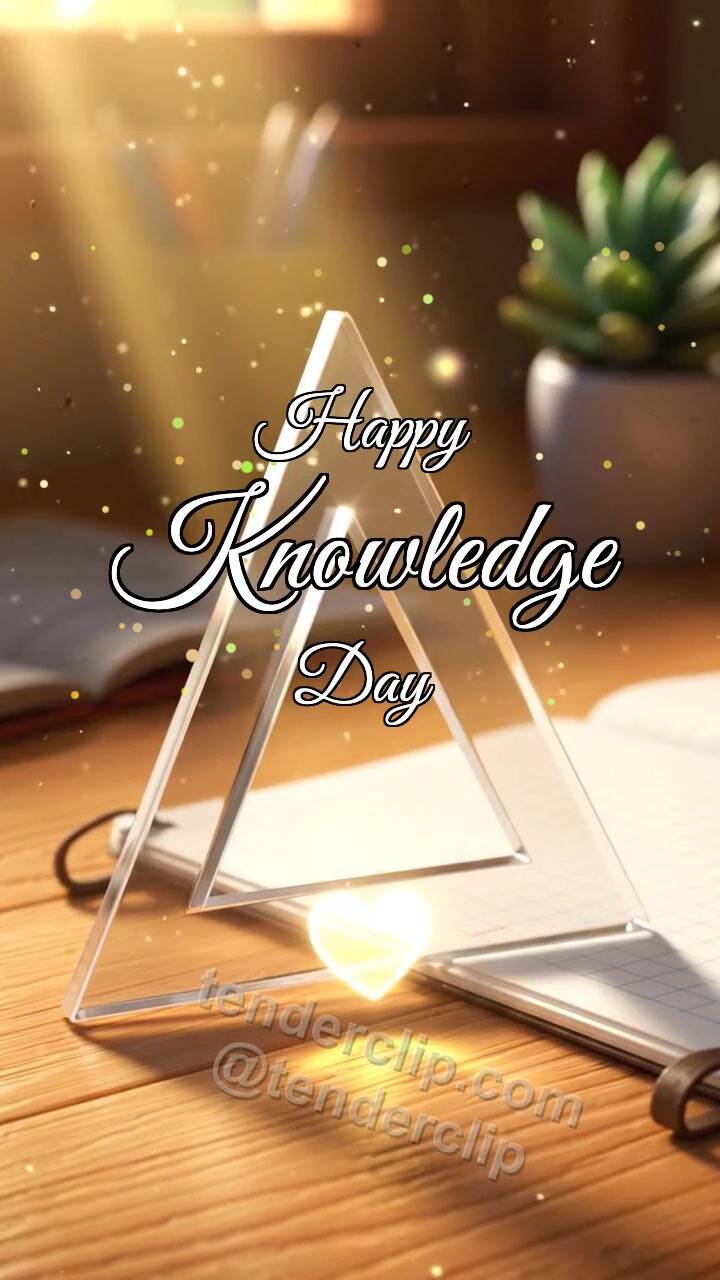 Animated greeting card about Happy Knowledge Day: Triangle Catches Ray