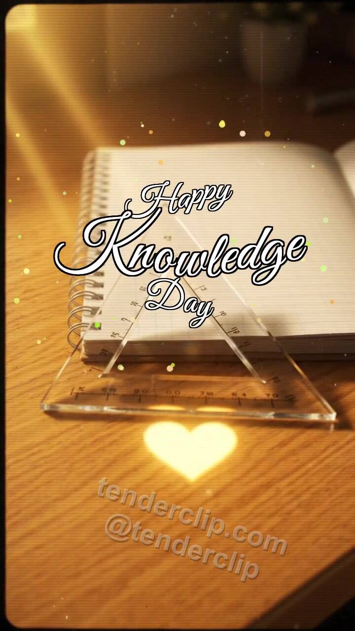 Animated greeting card about Happy Knowledge Day: Triangle Catches Ray