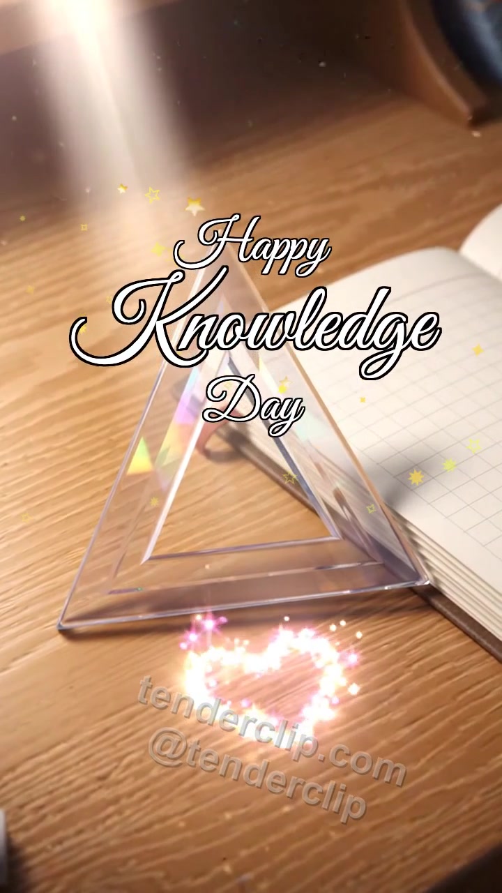 Animated greeting card about Happy Knowledge Day: Triangle Catches Ray
