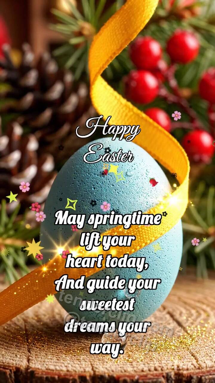 Animated greeting card about Happy Easter: Saffron Ribbon Colors Egg