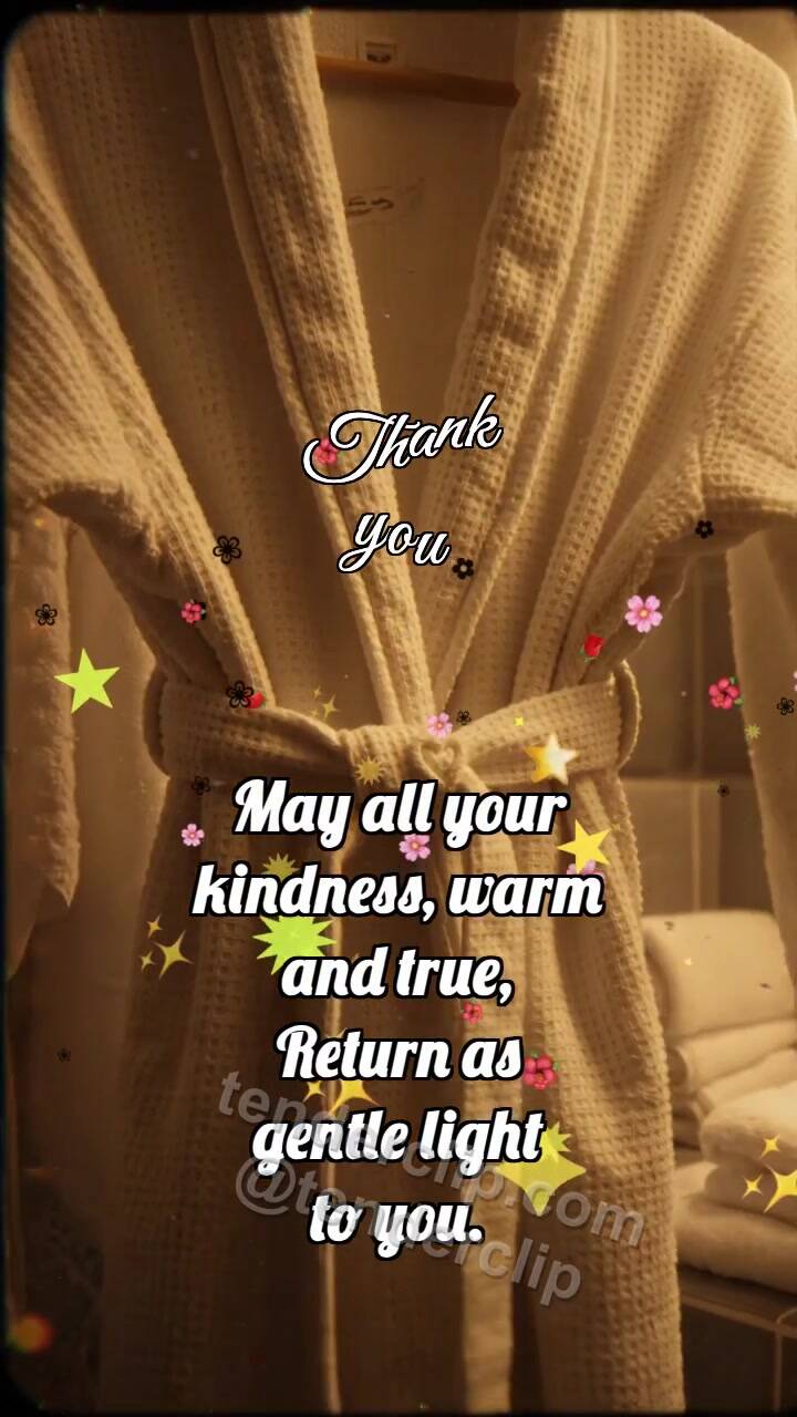 Animated greeting card about Thank you: Belt Holds Robe