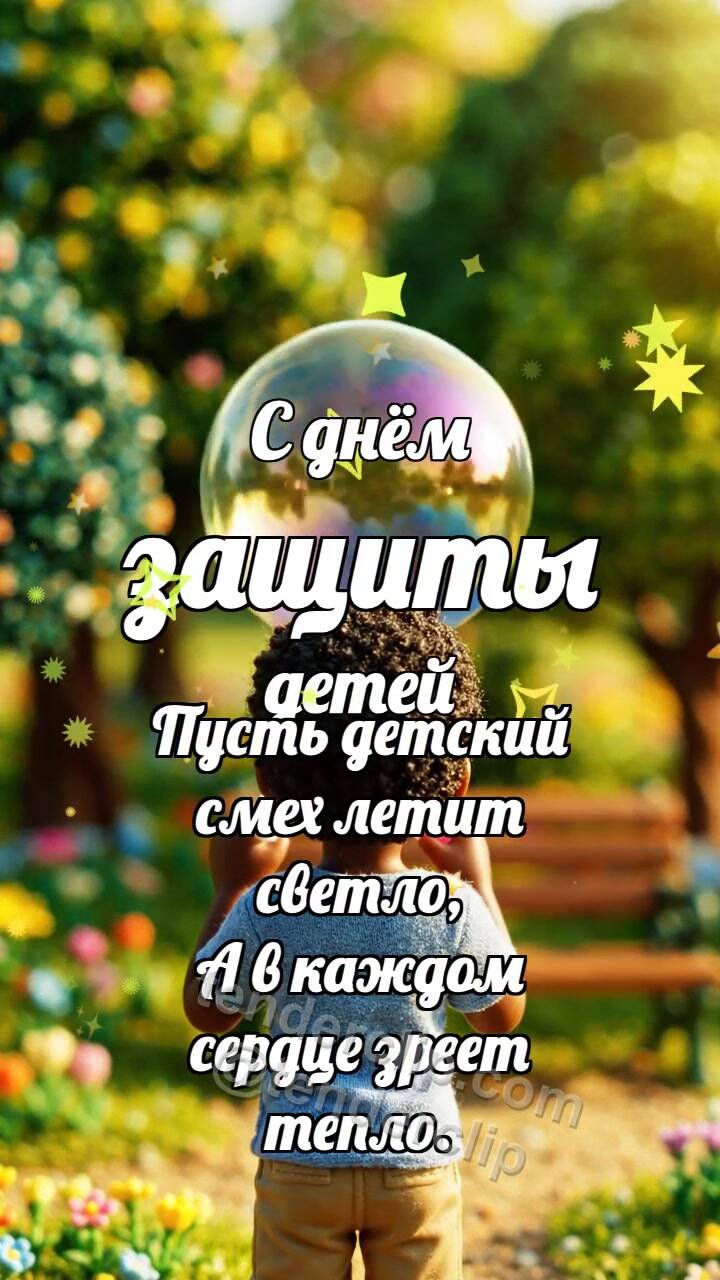 Анимационная открытка на тему С днём защиты детей: Пузырь дарит корону