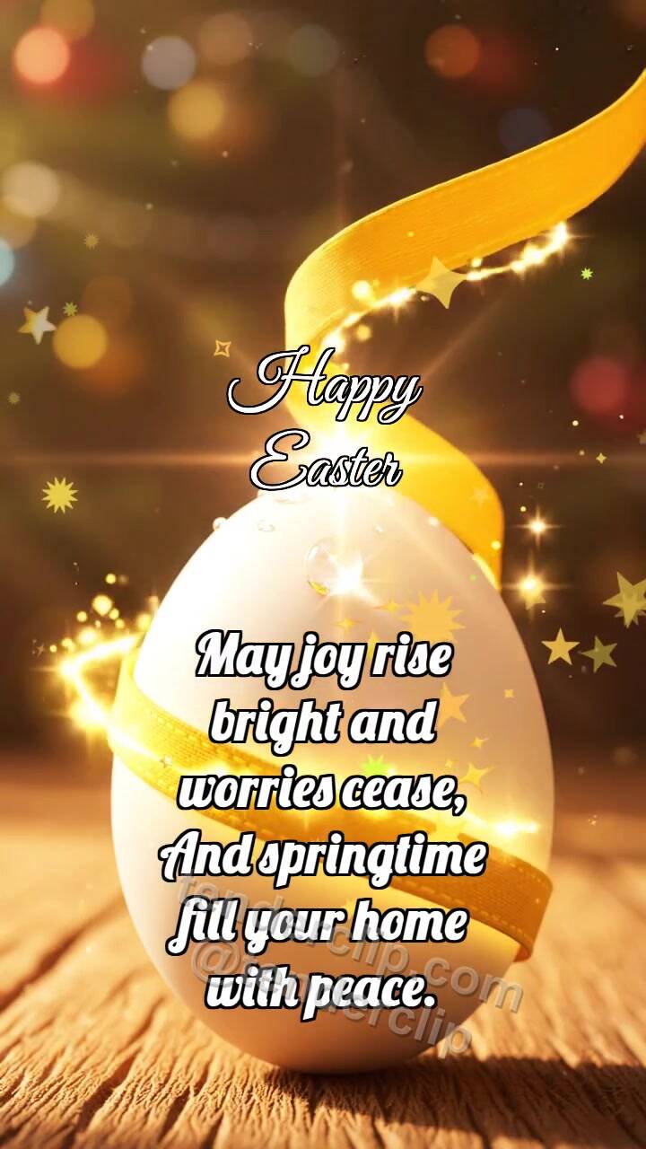 Animated greeting card about Happy Easter: Saffron Ribbon Colors Egg