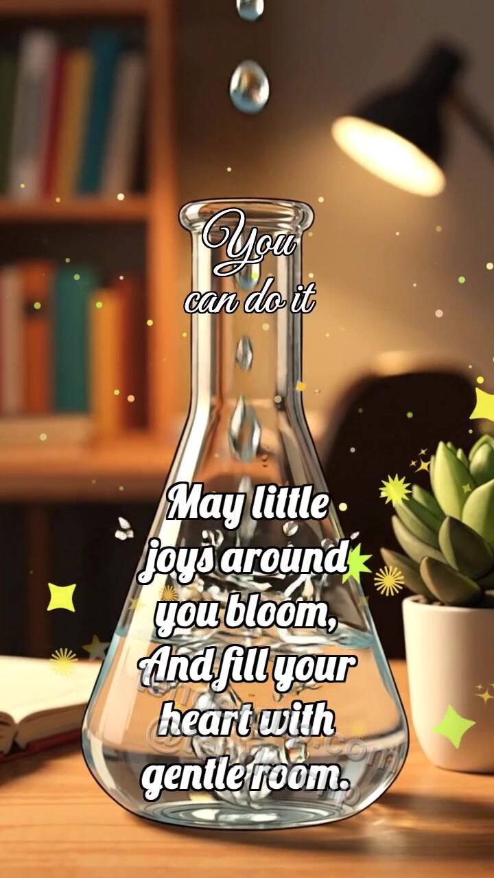 Animated greeting card about You can do it: Drops Fill Flask