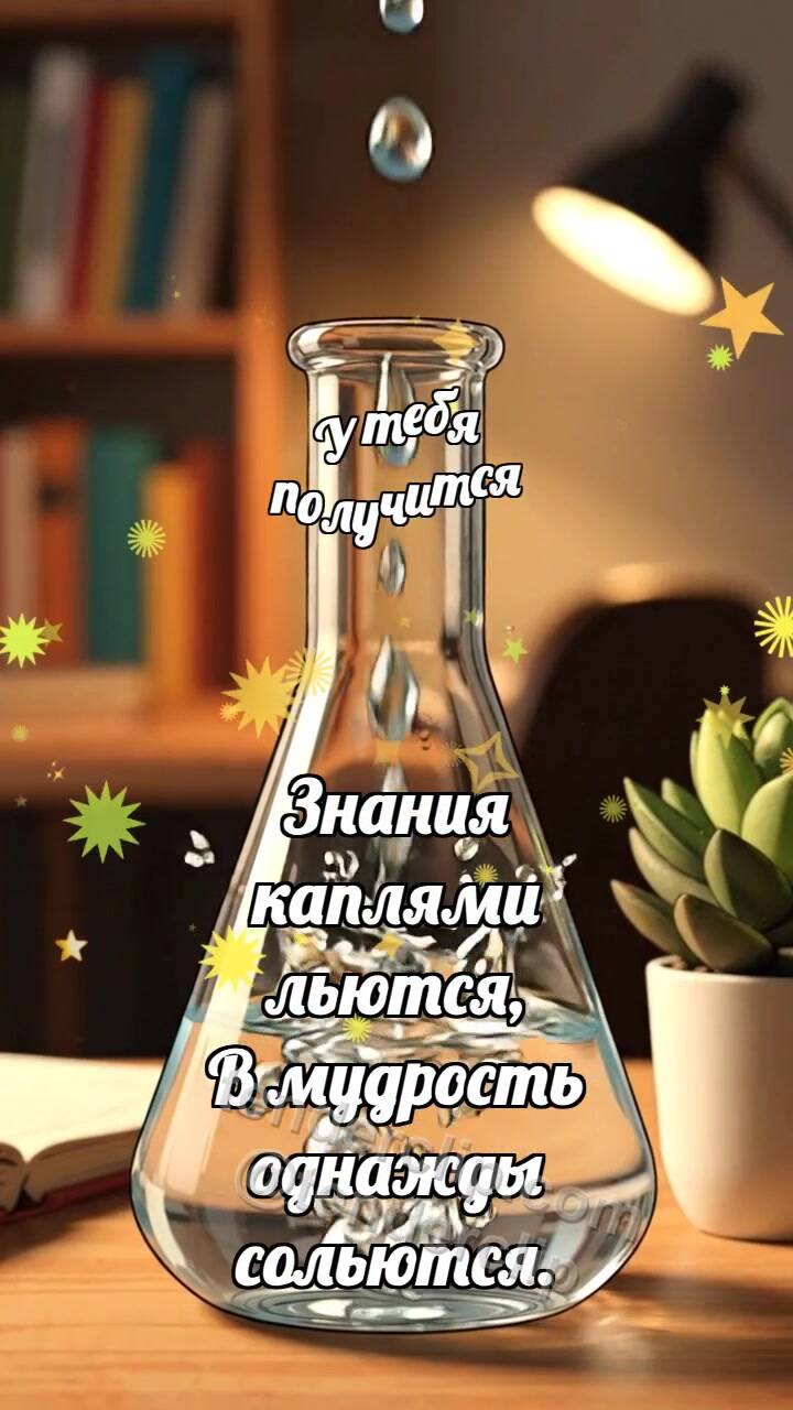 Анимационная открытка на тему У тебя получится: Капли наполняют колбу