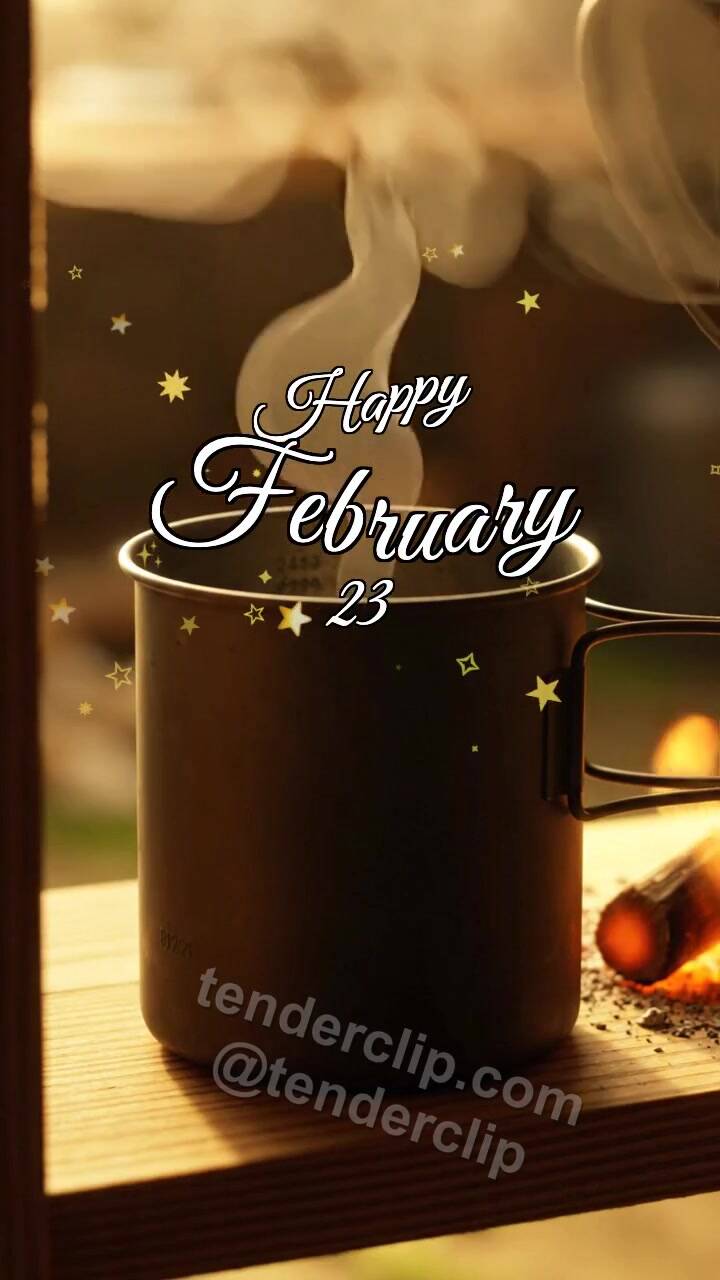 Animated greeting card about Happy February 23: Camp Pot Holds Ember