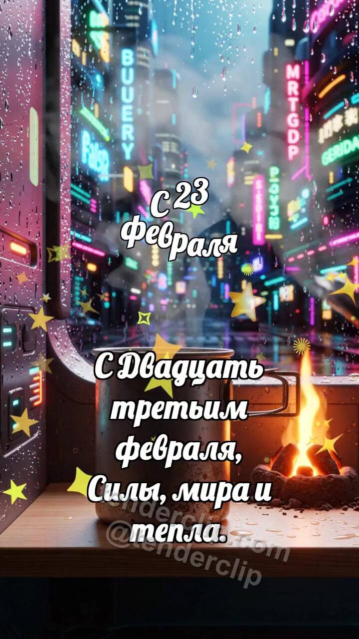 Анимационная открытка на тему С 23 февраля: Полевой котелок хранит жар