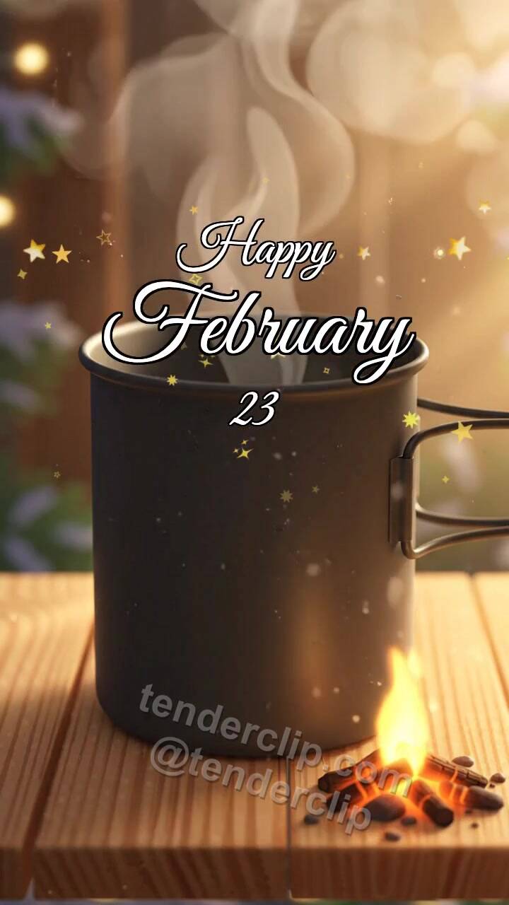 Animated greeting card about Happy February 23: Camp Pot Holds Ember