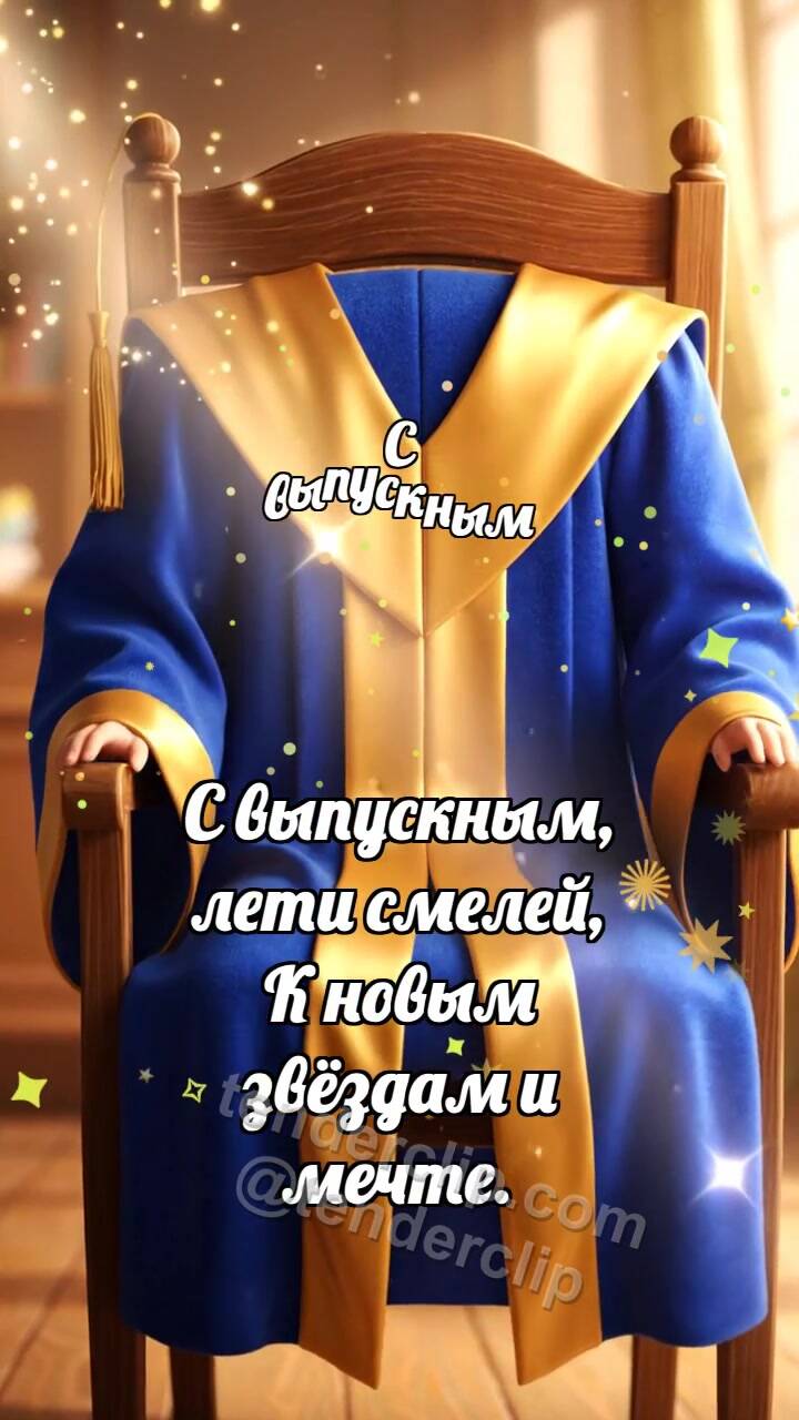 Анимационная открытка на тему С выпускным: Капюшон встречает свет