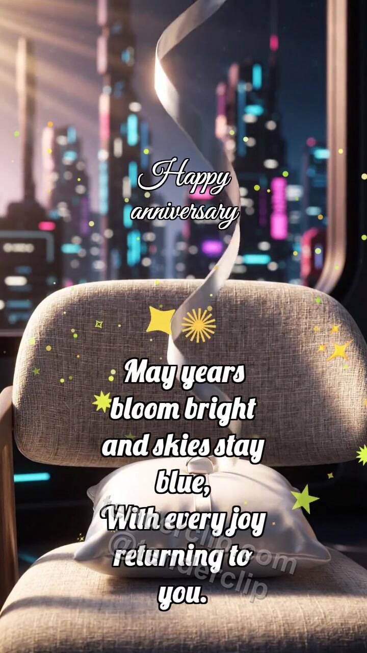 Animated greeting card about Happy anniversary: Ring Pillow Catches Dawn