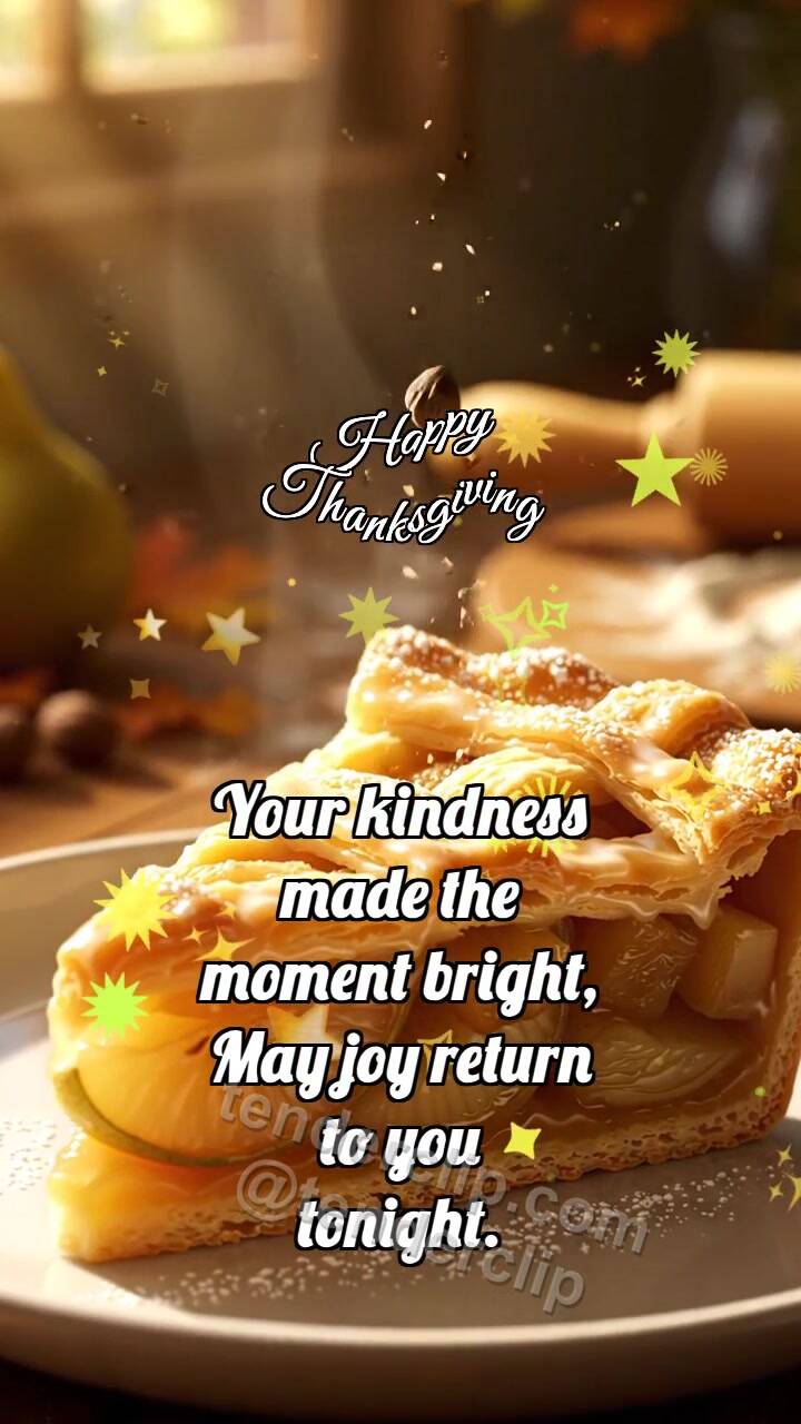 Animated greeting card about Happy Thanksgiving: Pear Pie Catches Nutmeg