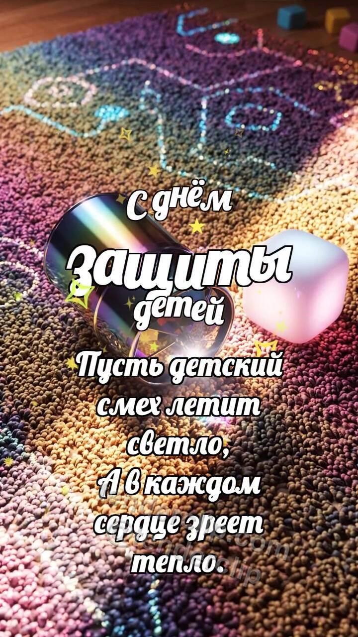 Анимационная открытка на тему С днём защиты детей: Калейдоскоп ловит радугу
