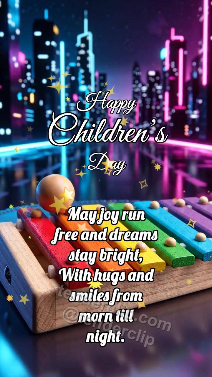 Animated greeting card about Happy Children’s Day: Xylophone Rolls Ball