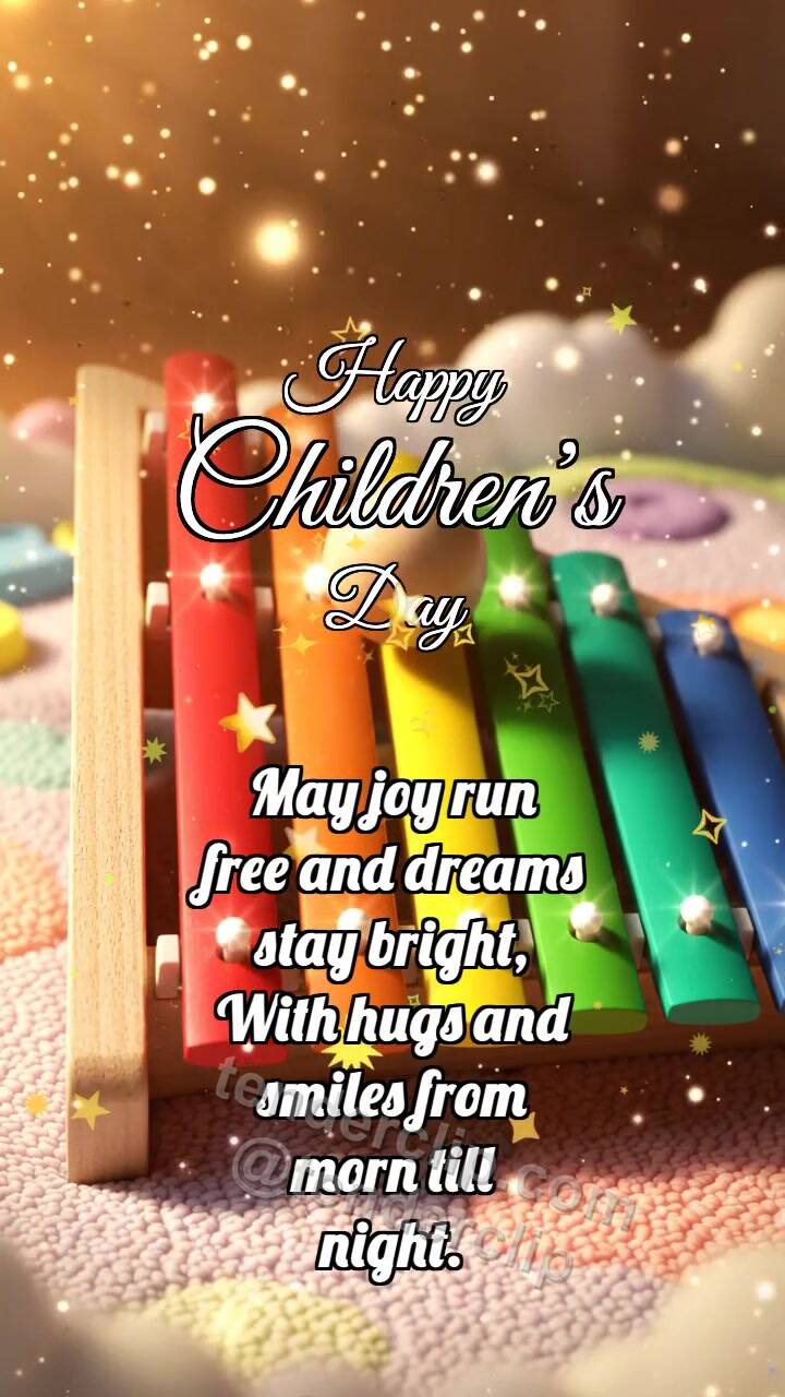 Animated greeting card about Happy Children’s Day: Xylophone Rolls Ball