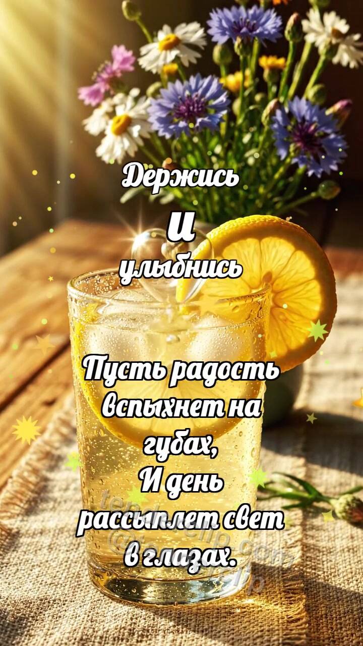 Анимационная открытка на тему Держись и улыбнись: Лимонад ловит пузырёк