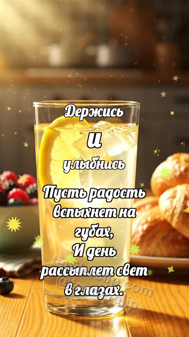 Анимационная открытка на тему Держись и улыбнись: Лимонад ловит пузырёк