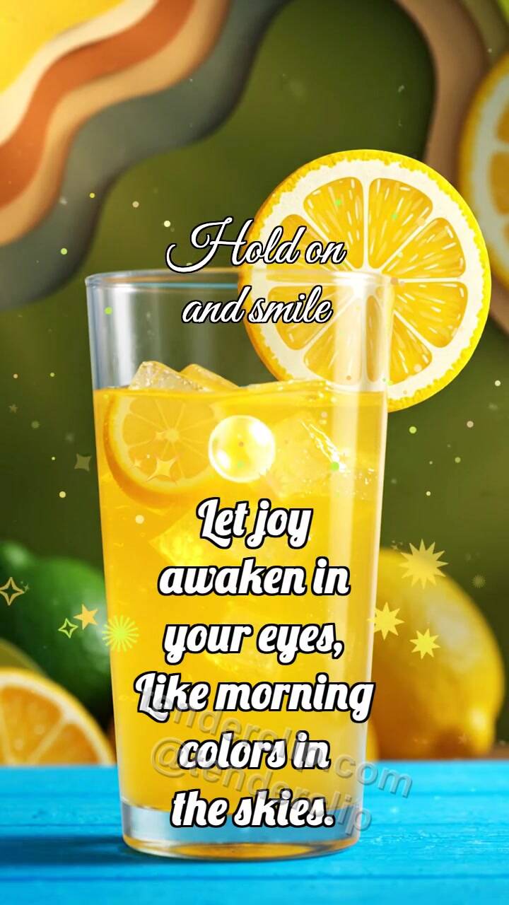 Animated greeting card about Hold on and smile: Lemonade Catches Bubble
