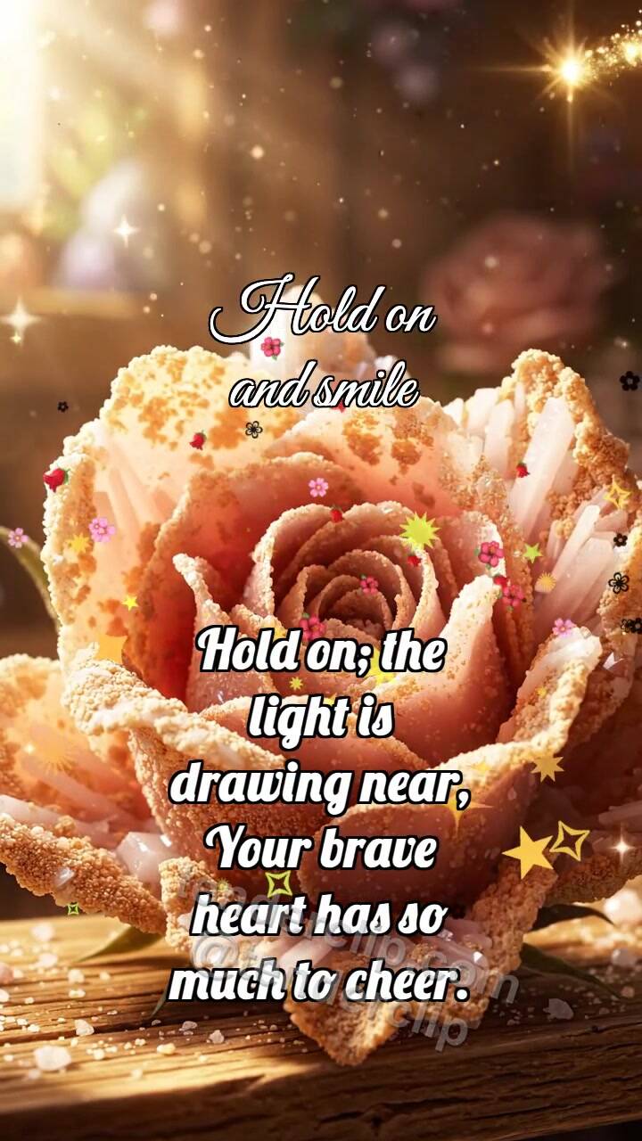 Animated greeting card about Hold on and smile: Desert Rose Opens