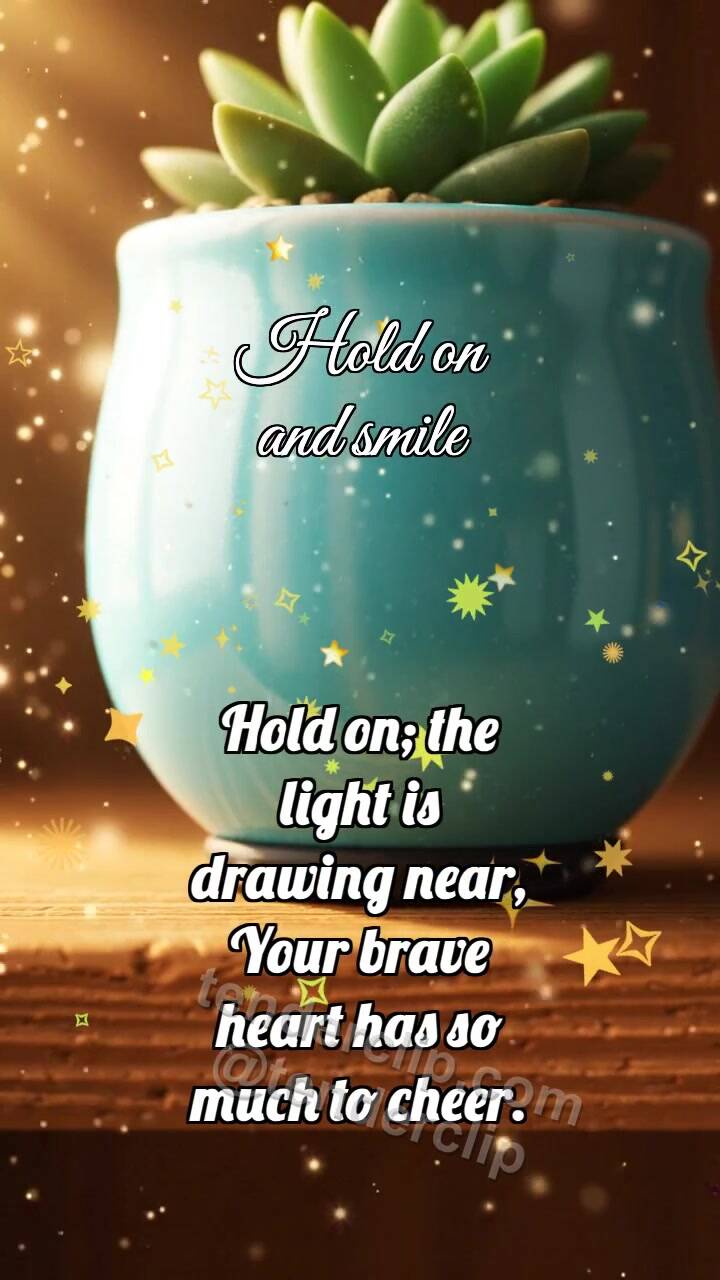 Animated greeting card about Hold on and smile: Rubber Foot Holds Pot