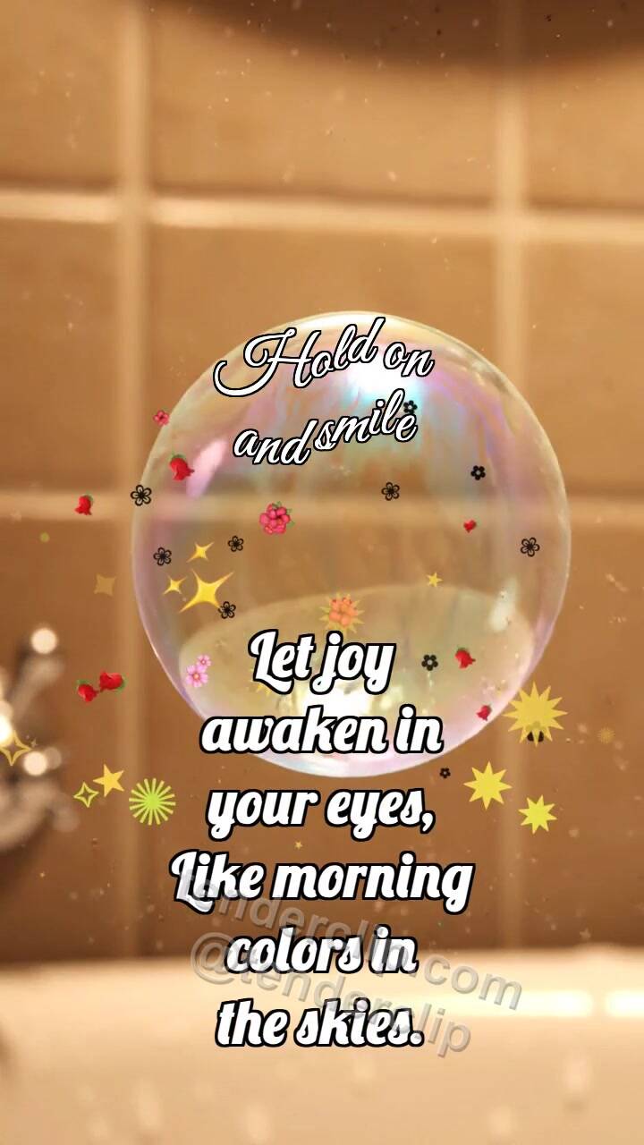 Animated greeting card about Hold on and smile: Soap Bubble Catches Rainbow