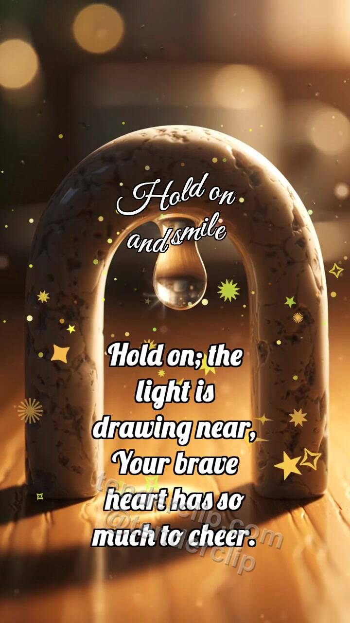 Animated greeting card about Hold on and smile: Stone Arch Holds Drop