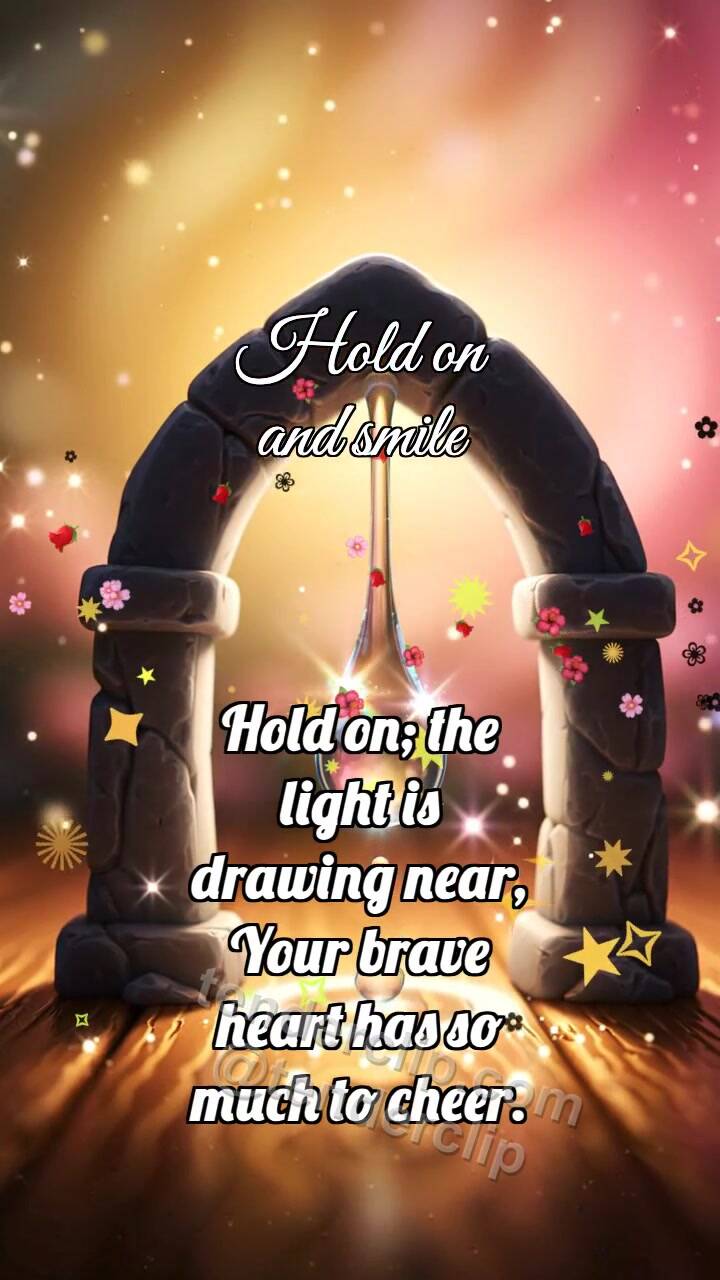 Animated greeting card about Hold on and smile: Stone Arch Holds Drop