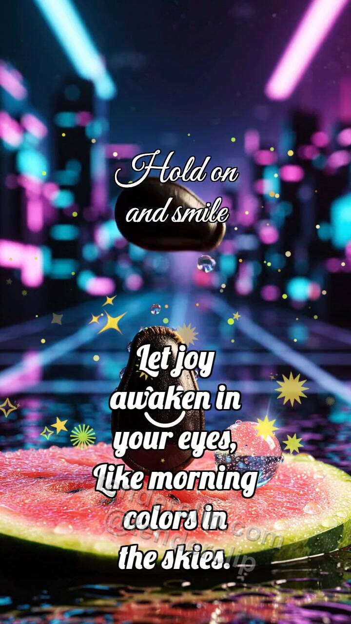Animated greeting card about Hold on and smile: Watermelon Seed Hops