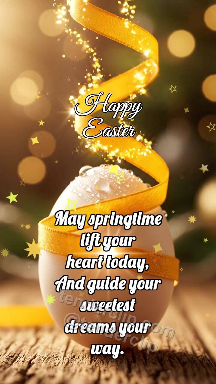 Animated greeting card about Happy Easter: Saffron Ribbon Colors Egg