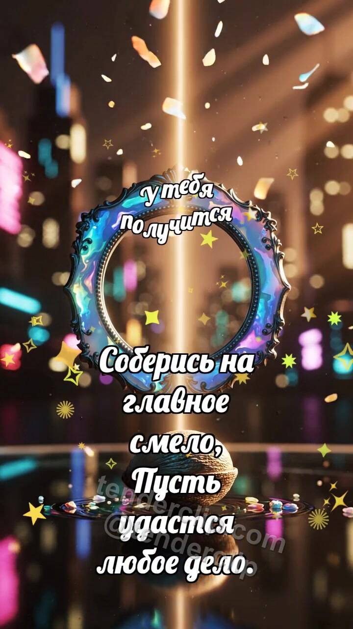 Анимационная открытка на тему У тебя получится: Опаловая рамка фокусирует луч