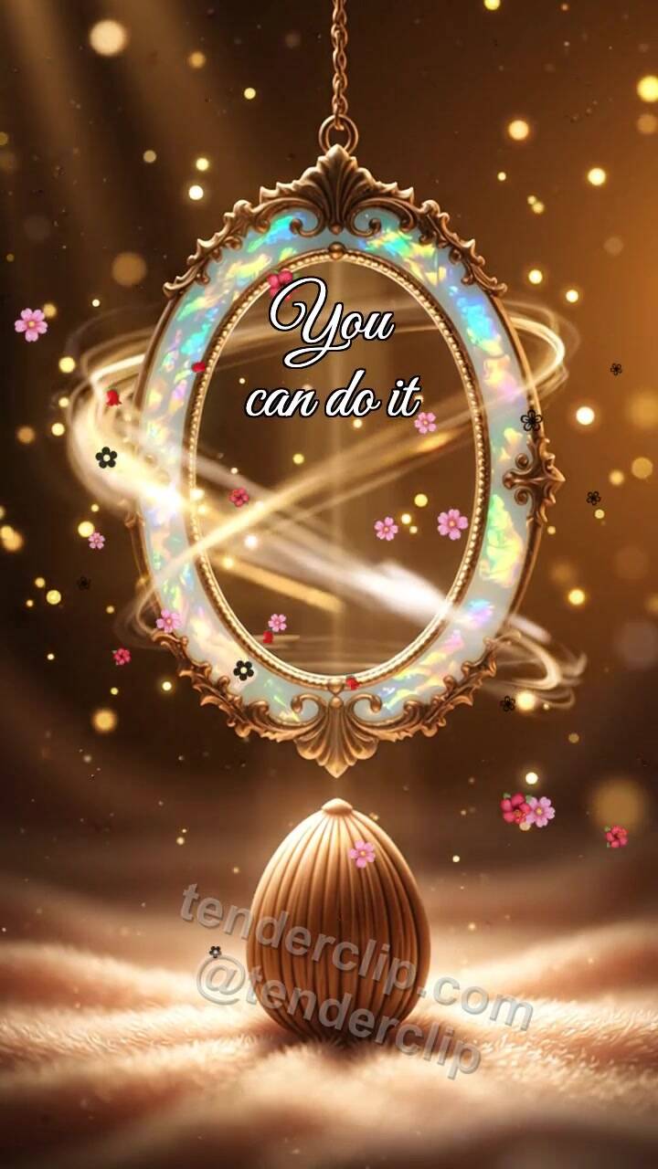Animated greeting card about You can do it: Opal Frame Focuses Beam