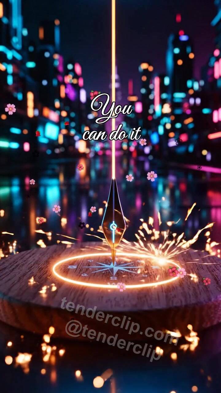 Animated greeting card about You can do it: Northern Needle Gathers Sparks