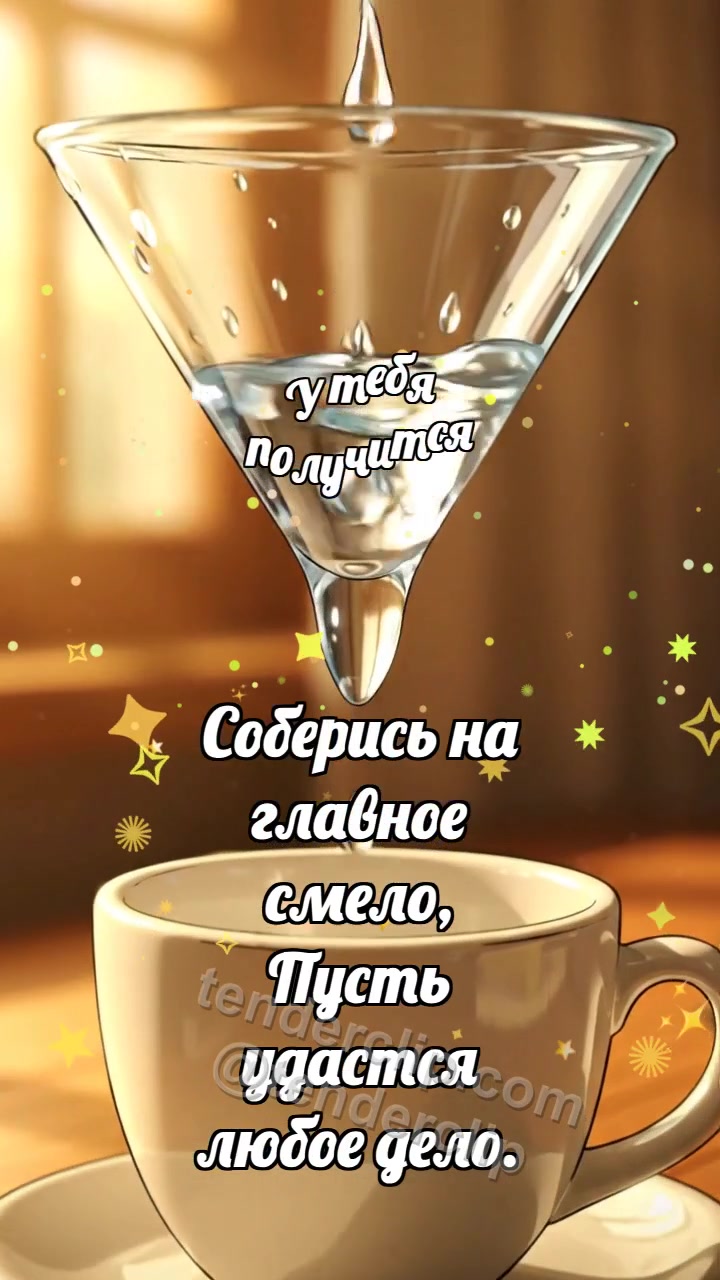 Анимационная открытка на тему У тебя получится: Воронка собирает капли