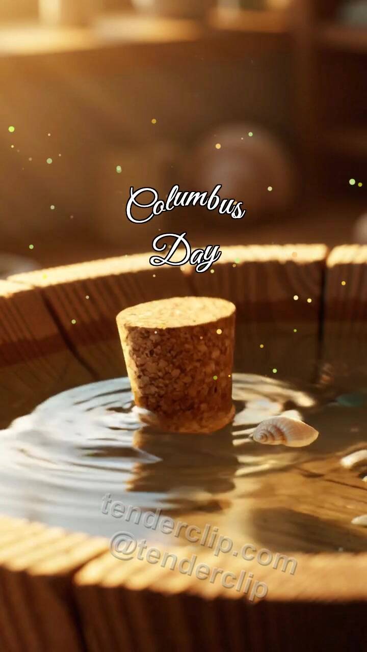 Animated greeting card about Columbus Day: Cork Float Rocks