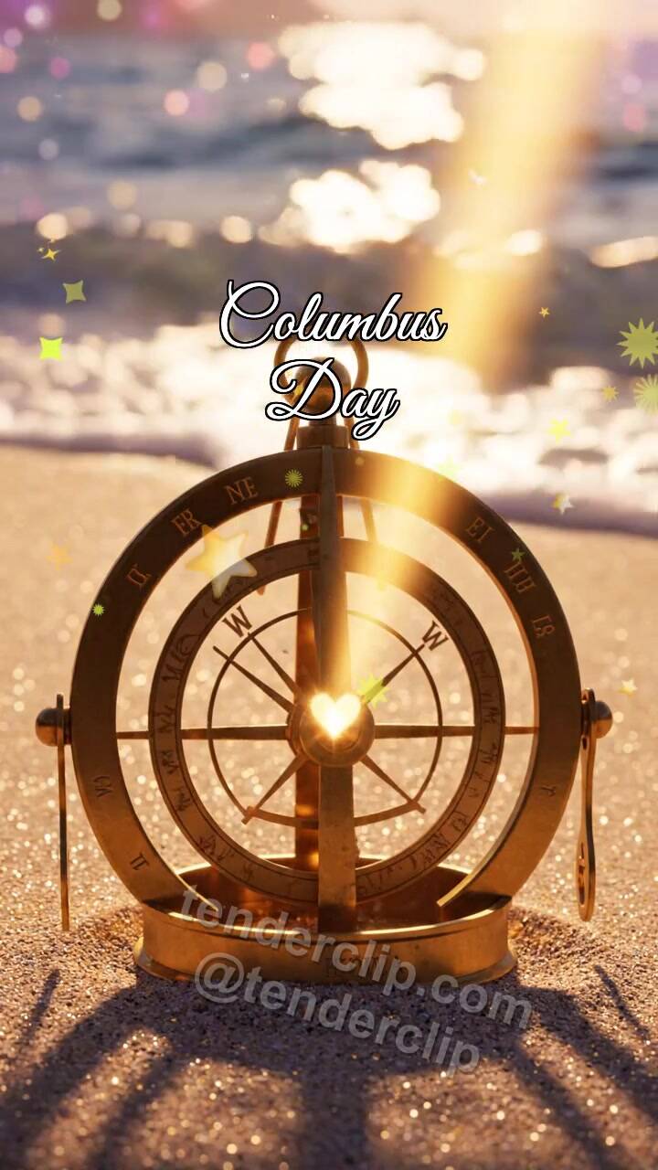 Animated greeting card about Columbus Day: Astrolabe Catches Sun