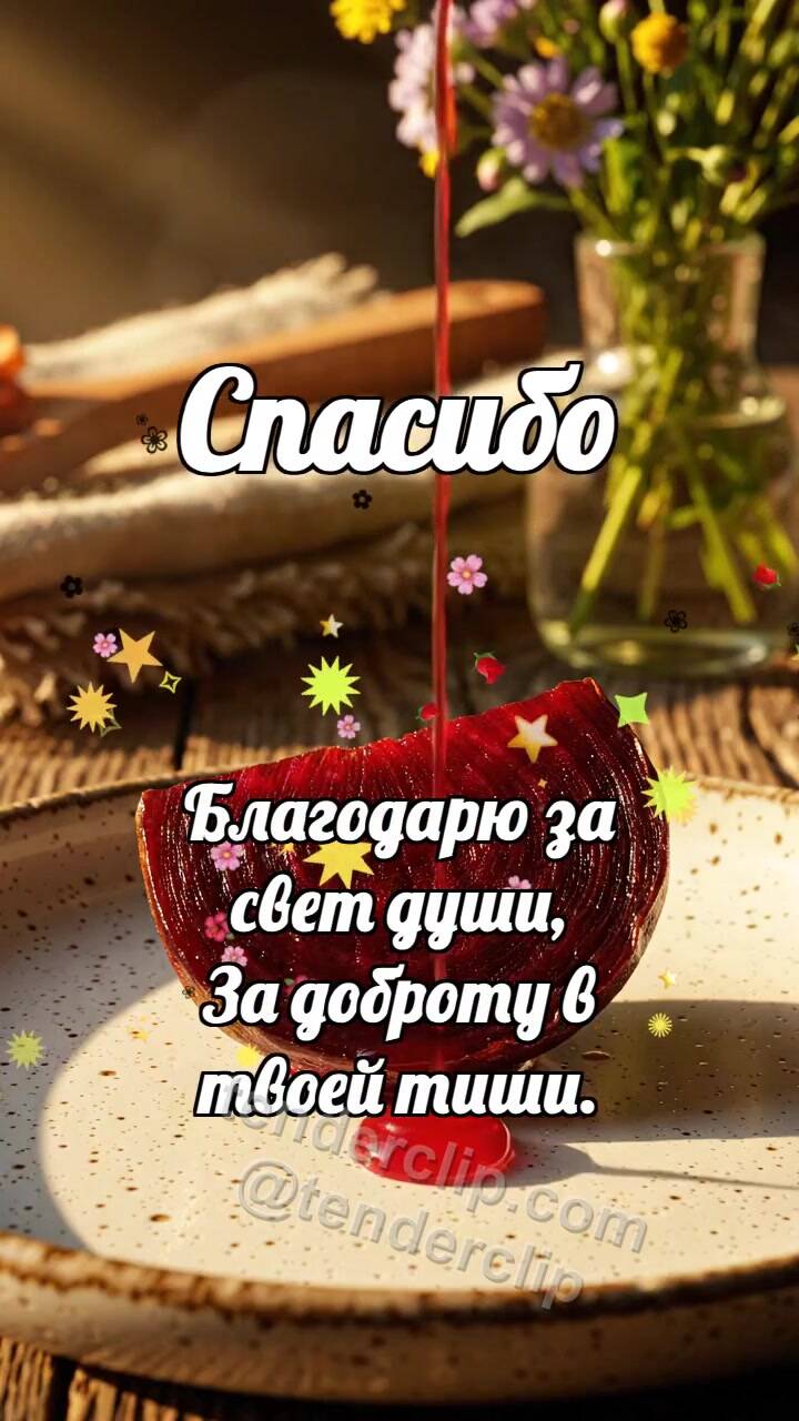 Анимационная открытка на тему Спасибо: Свёкла делится соком
