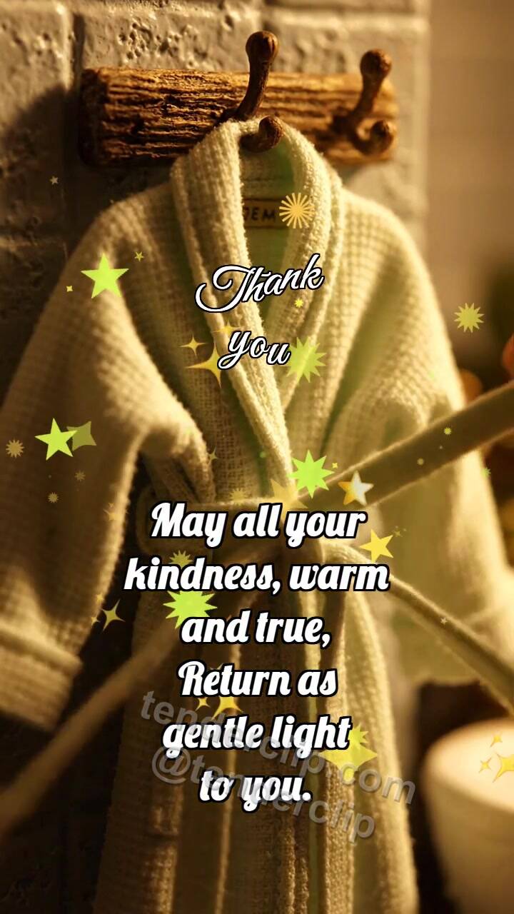 Animated greeting card about Thank you: Belt Holds Robe