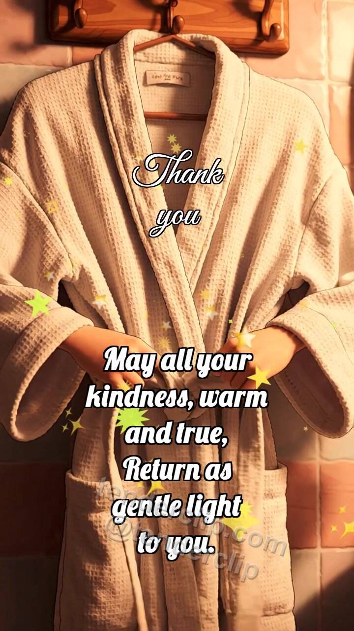 Animated greeting card about Thank you: Belt Holds Robe