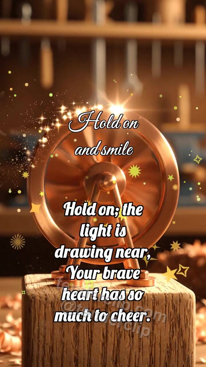 Animated greeting card about Hold on and smile: Copper Turbine Spins
