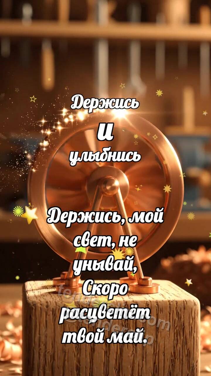 Анимационная открытка на тему Держись и улыбнись: Медная турбинка крутится