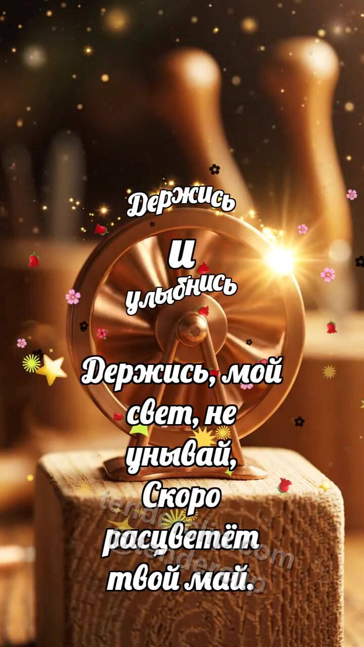Анимационная открытка на тему Держись и улыбнись: Медная турбинка крутится