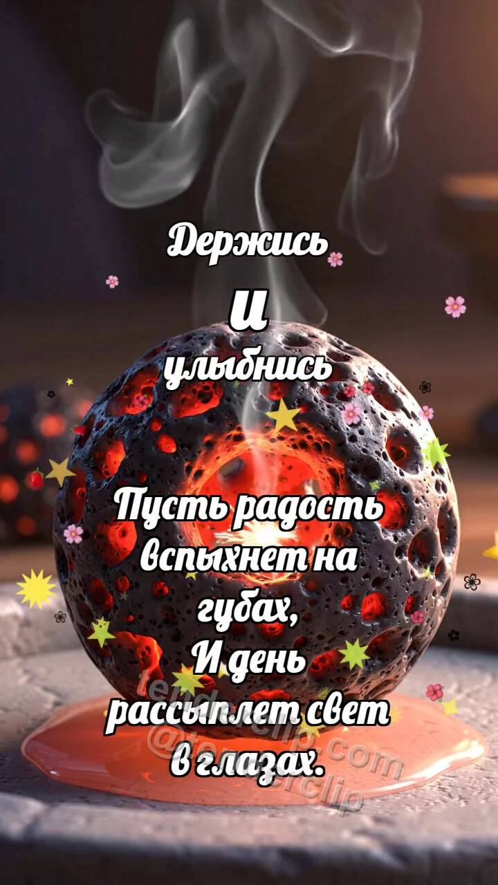 Анимационная открытка на тему Держись и улыбнись: Лавовая бусина остывает