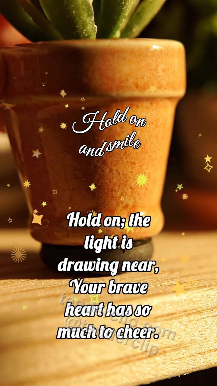Animated greeting card about Hold on and smile: Rubber Foot Holds Pot